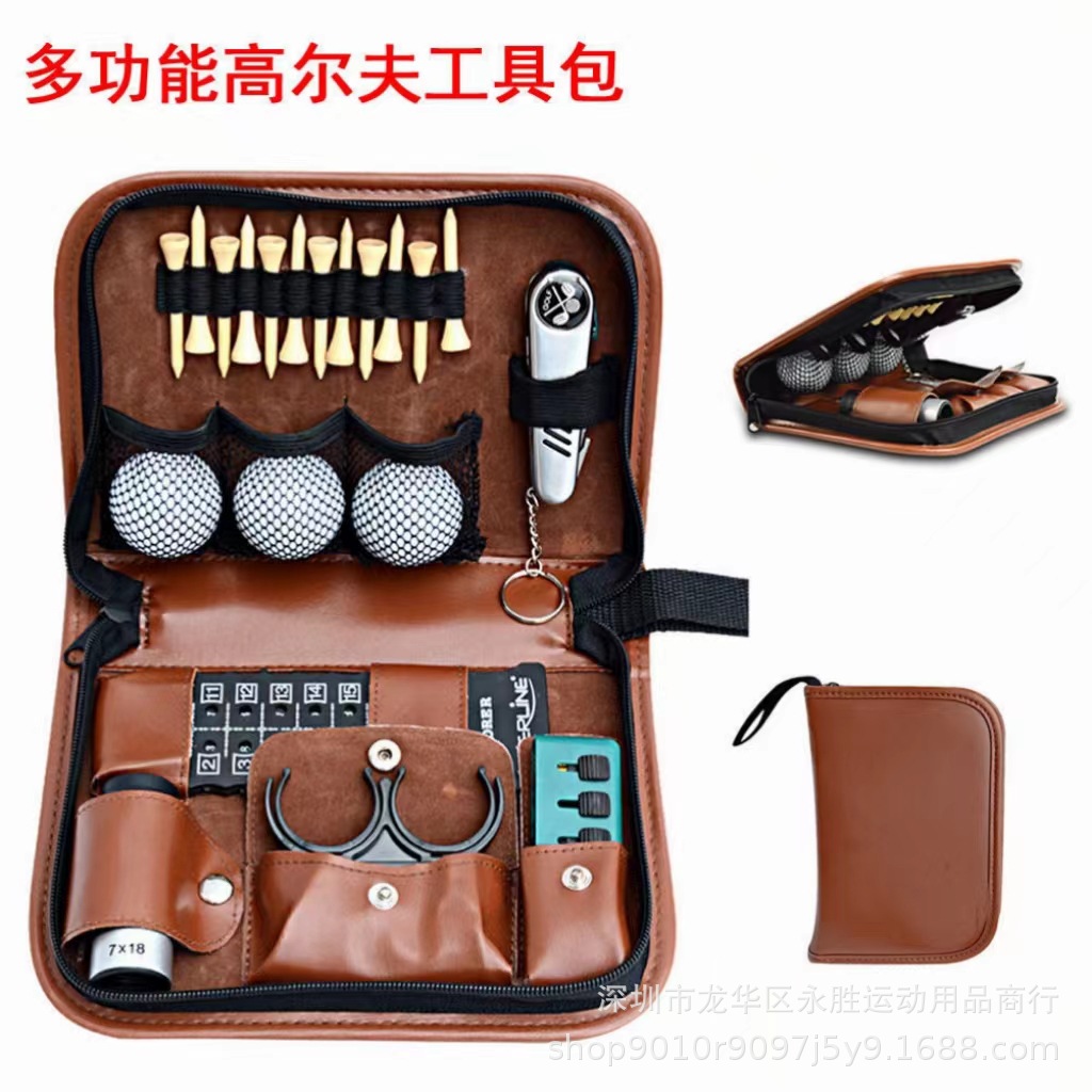 Golf tools leather bag golf accessories easy to carry multi-functional large capacity storage leather bag logo