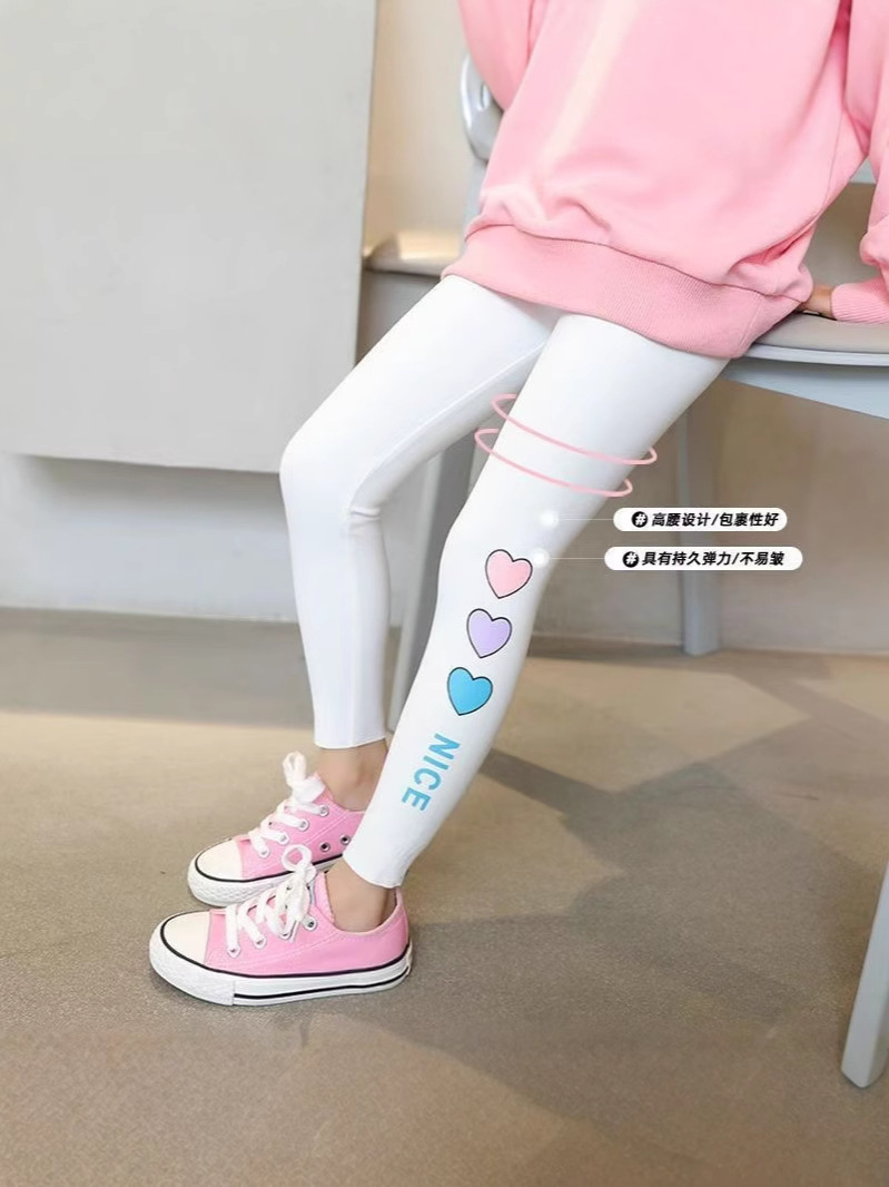 Girls Shark Pants 2024 New Spring and Autumn Love Leggings Children's Pants Baby Girls Barbie Pants Autumn Thin