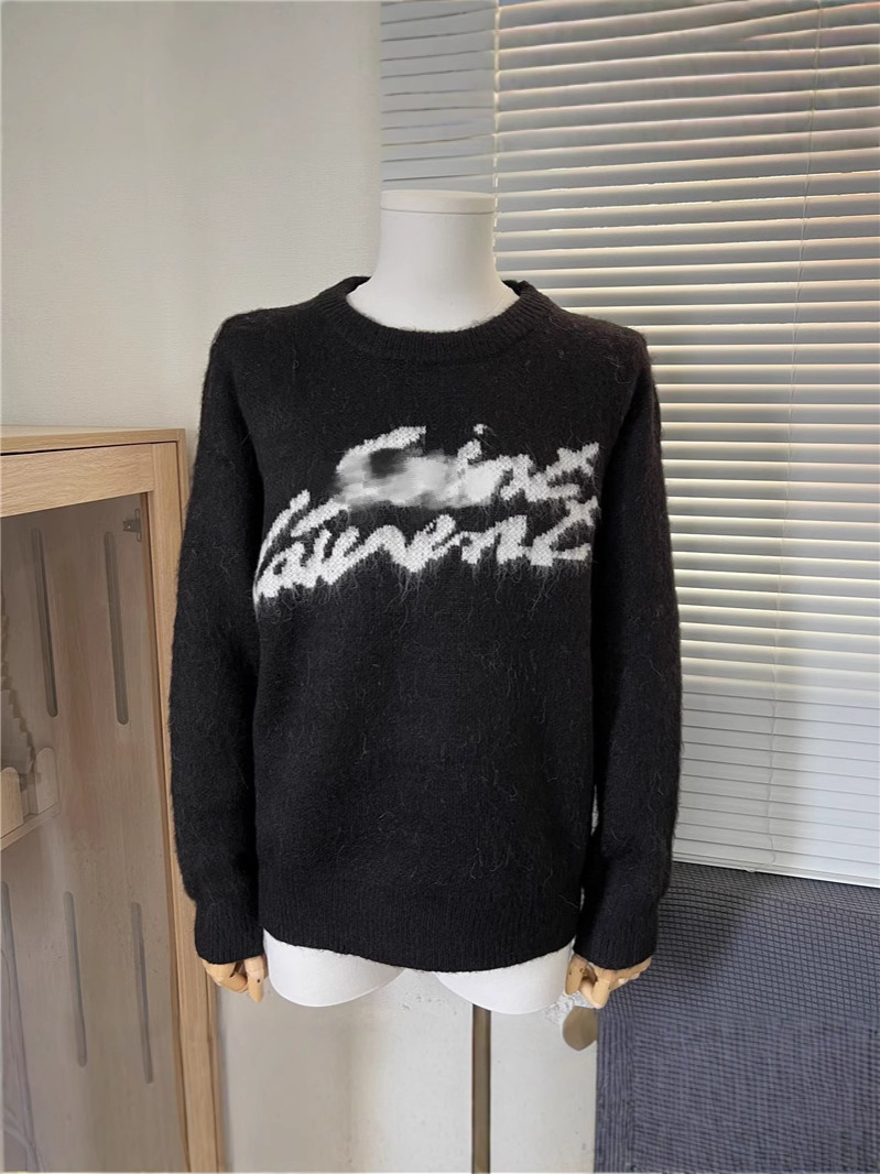 European Trendy Brand Ys Autumn and Winter New Mohair Crew Neck Sweater Unisex High Version Wool Cross-Border in Stock