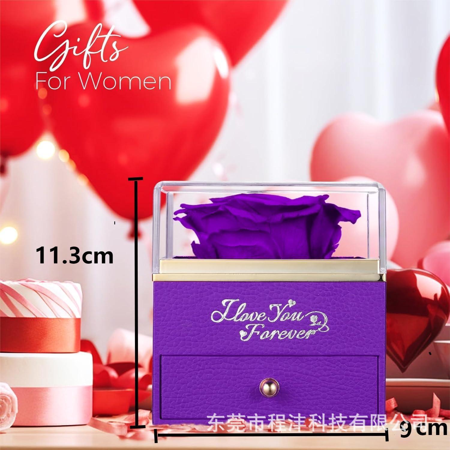 Eternal Rose Real Flower Acrylic Drawer Jewelry Gift Box Necklace Mother's Day/Christmas/Valentine's Day Gift Cross-Border
