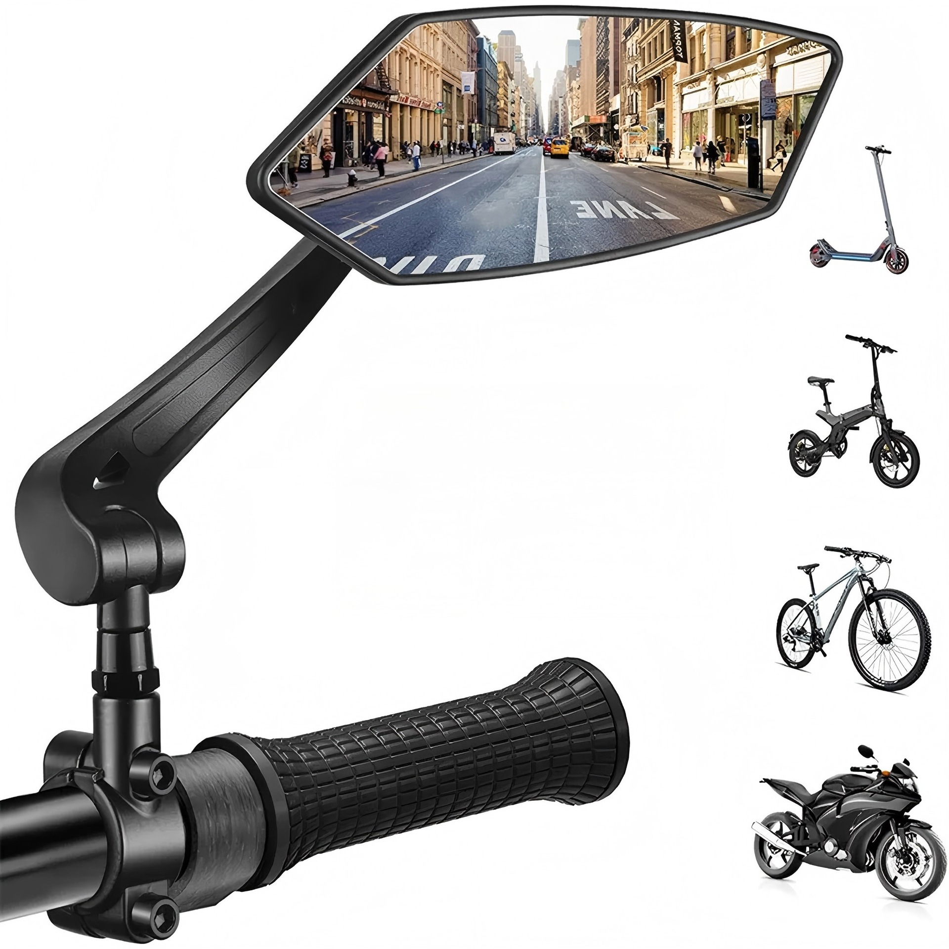 Cross-Border Motorcycle Electric Vehicle Bicycle Universal High-Definition Rearview Mirror Mountain Bike Balance Car Multi-Function Reflector