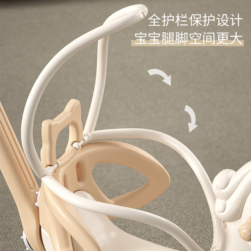 Shenma Silent Wheel Rocking Horse Kidsren's Toy Small Wooden Horse Baby Toy Yo-Yo Car Multi-Function with Guardrail Anti-Fall