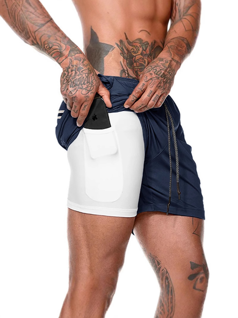 New Sports Shorts Men's Summer Running Training Quick-Drying Double-Layer Shorts Camouflage Training Fitness Pants Cross-Border Supply