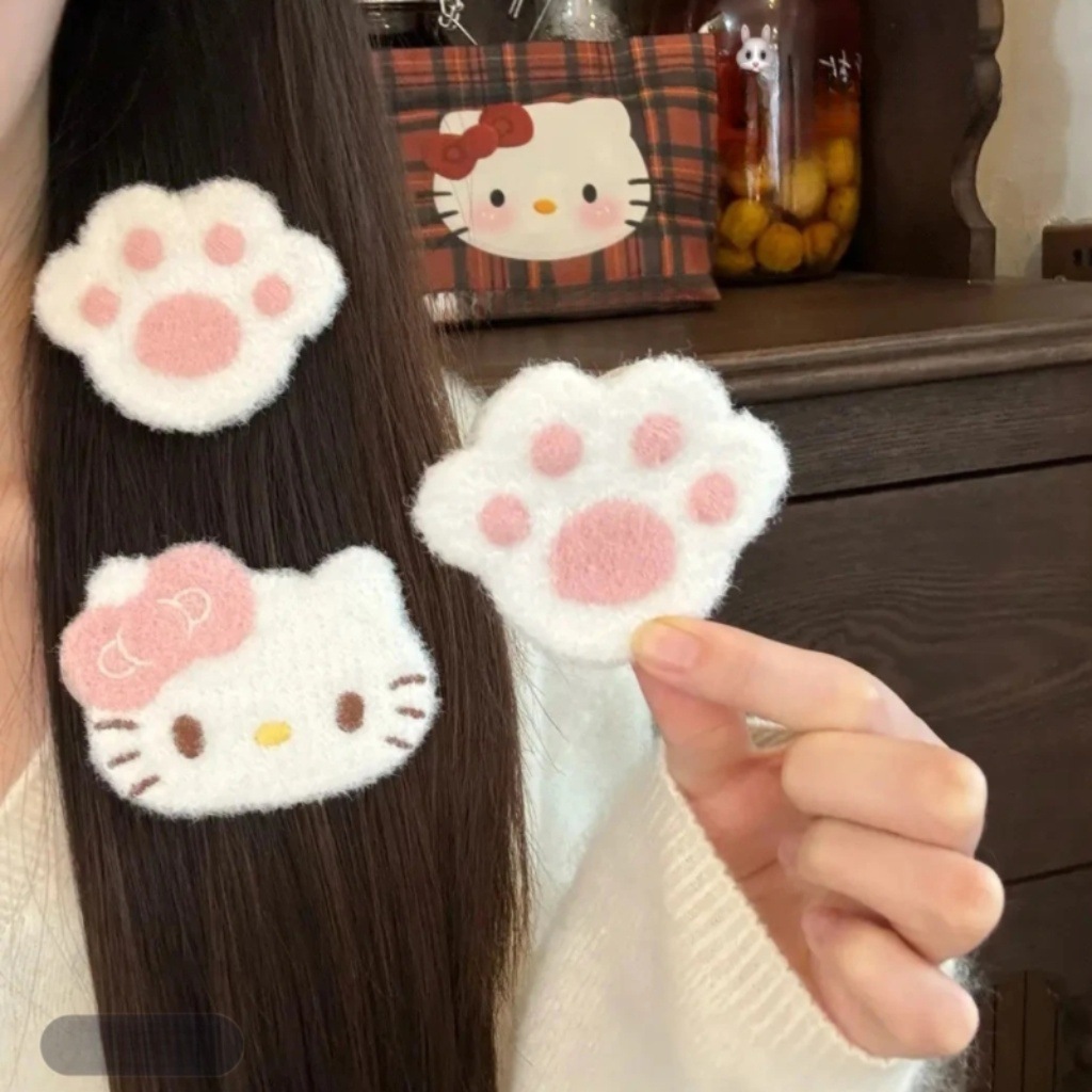 Super Cute Kt Cat Bangs Patch Cashmere Cat Claw Magic Patch Sweet Cartoon Hairpin Versatile Autumn and Winter Hair Patch