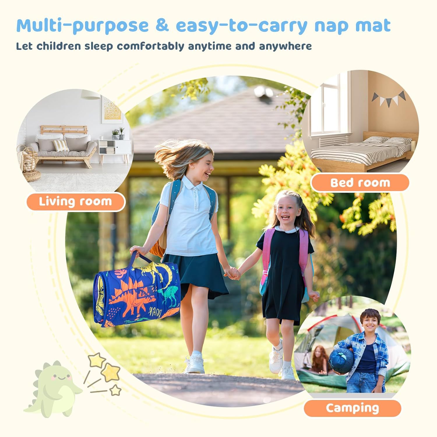 Foreign Trade Hot Model Portable Children's Anti-Kick Quilt Amazon Customized Foldable Sleeping Bag Children's All-In-One Nap Mat