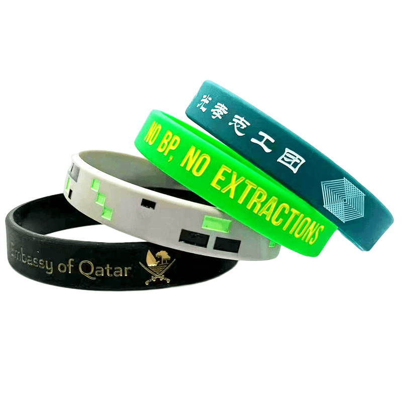 Silicone Bracelet with Customized Logo Printing, Concave and Convex Lettering, Customized Simple European and American Luminous Sports Wristband