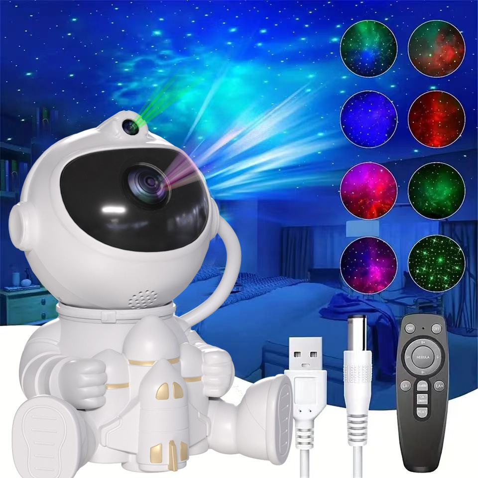 Space shuttle rocket astronaut sky light projection lamp atmosphere spaceman projection night light bedroom decoration