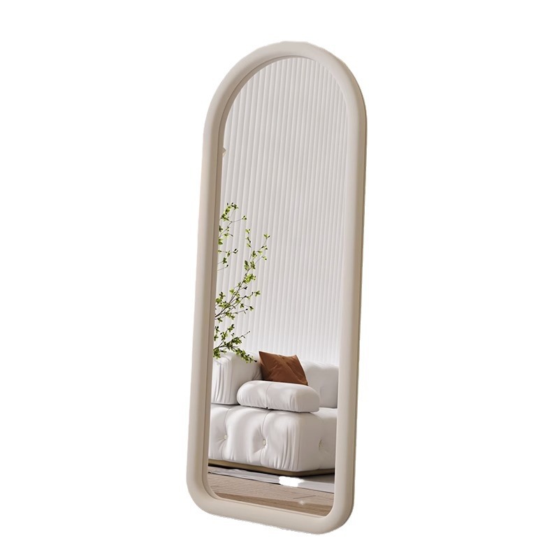 New Cream Style Full-Length Mirror Home Girls' Bedroom Popular Ins Style Full-Length Mirror Wall-Mounted Makeup Floor Mirror