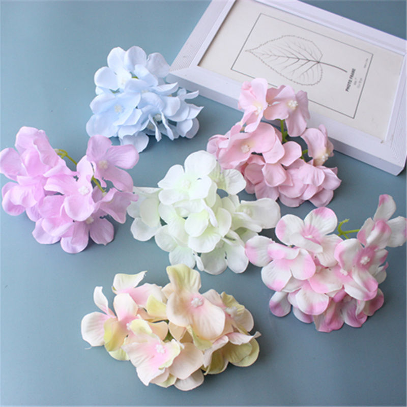 Cross-border custom simulation hydrangea wedding decoration eternal flower red background plant wall simulation hydrangea head