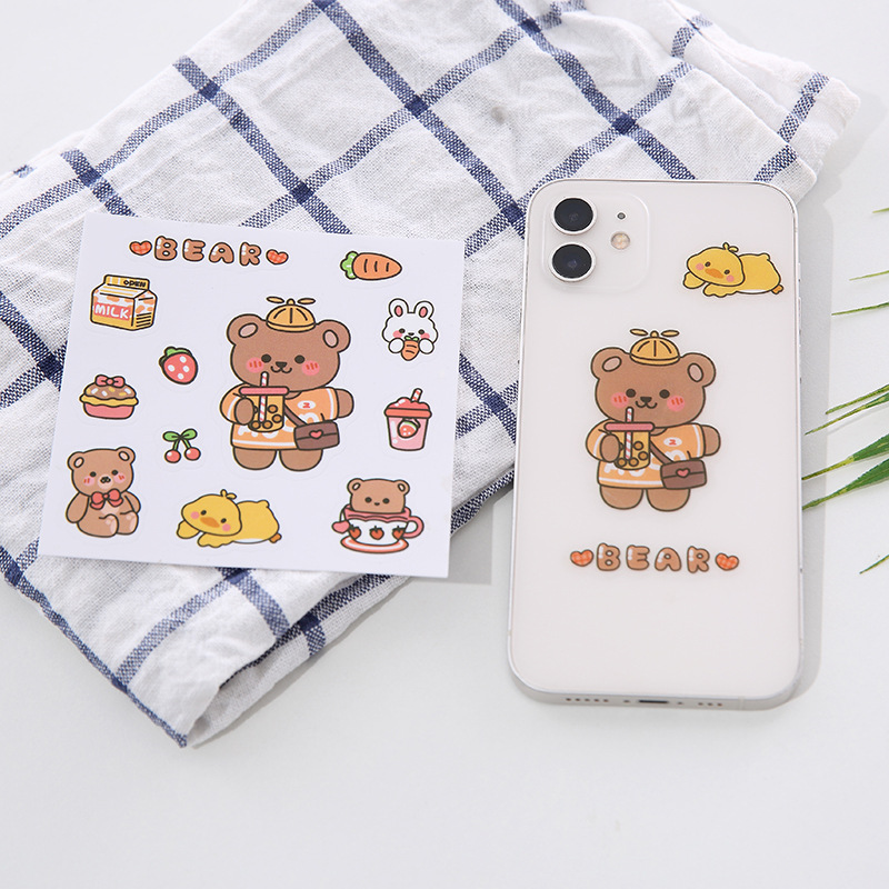Korean Ins Cute Stickers Cartoon Thermos Cup Stickers Creative Handbook Mobile Phone Stickers Student Water Cup Transparent Pvc Stickers