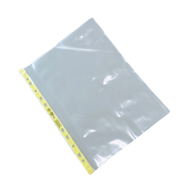 Anti-static perforated document bag ESD yellow edge 11 hole transparent document bag loose-leaf bag A4 A3 document bag