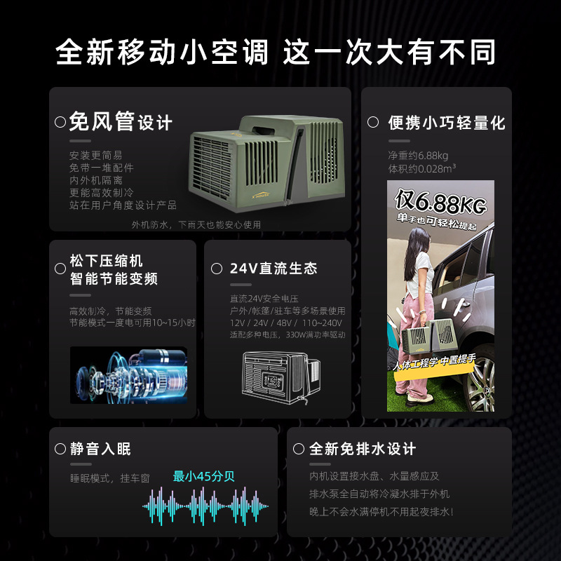 X-HOUSE Hao Yan parking air conditioner outdoor camping tent mobile air conditioner hanging window split 24V DC frequency conversion
