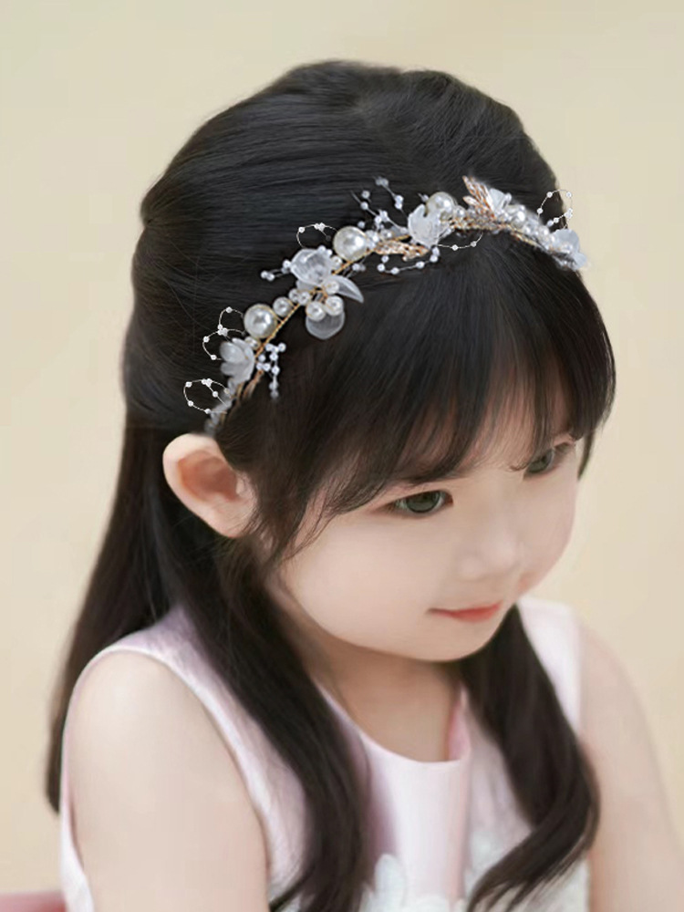 Children's Garland Headwear, Forest Pearl Headband, Braided Hairband, Girl's Headband, Cute Princess Flower Girl's Headband, Hair Accessories