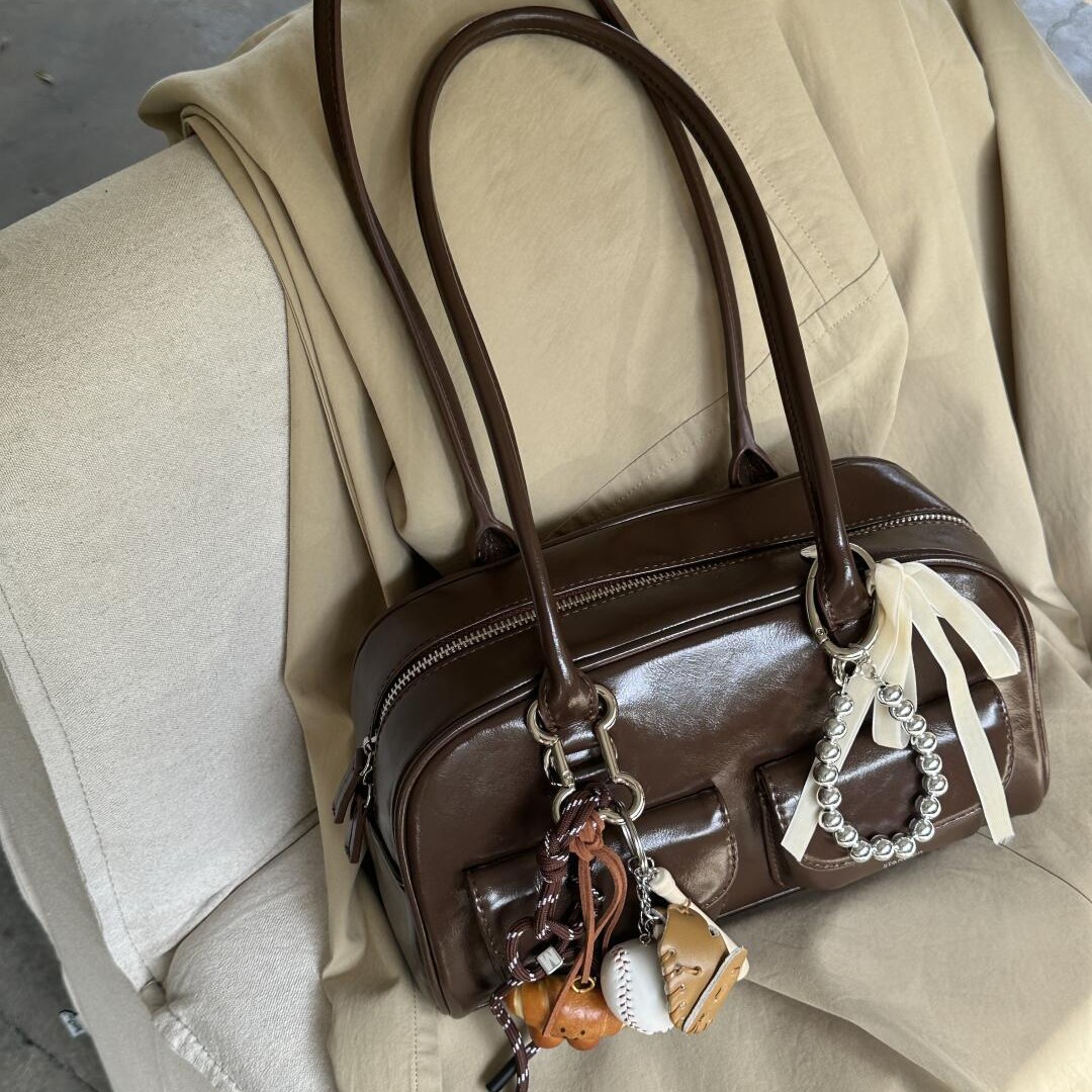 2024 осень и зима новая боулинг-сумка, сумка для сестры с иглой, большая вместительная одноплечная сумка под мышку