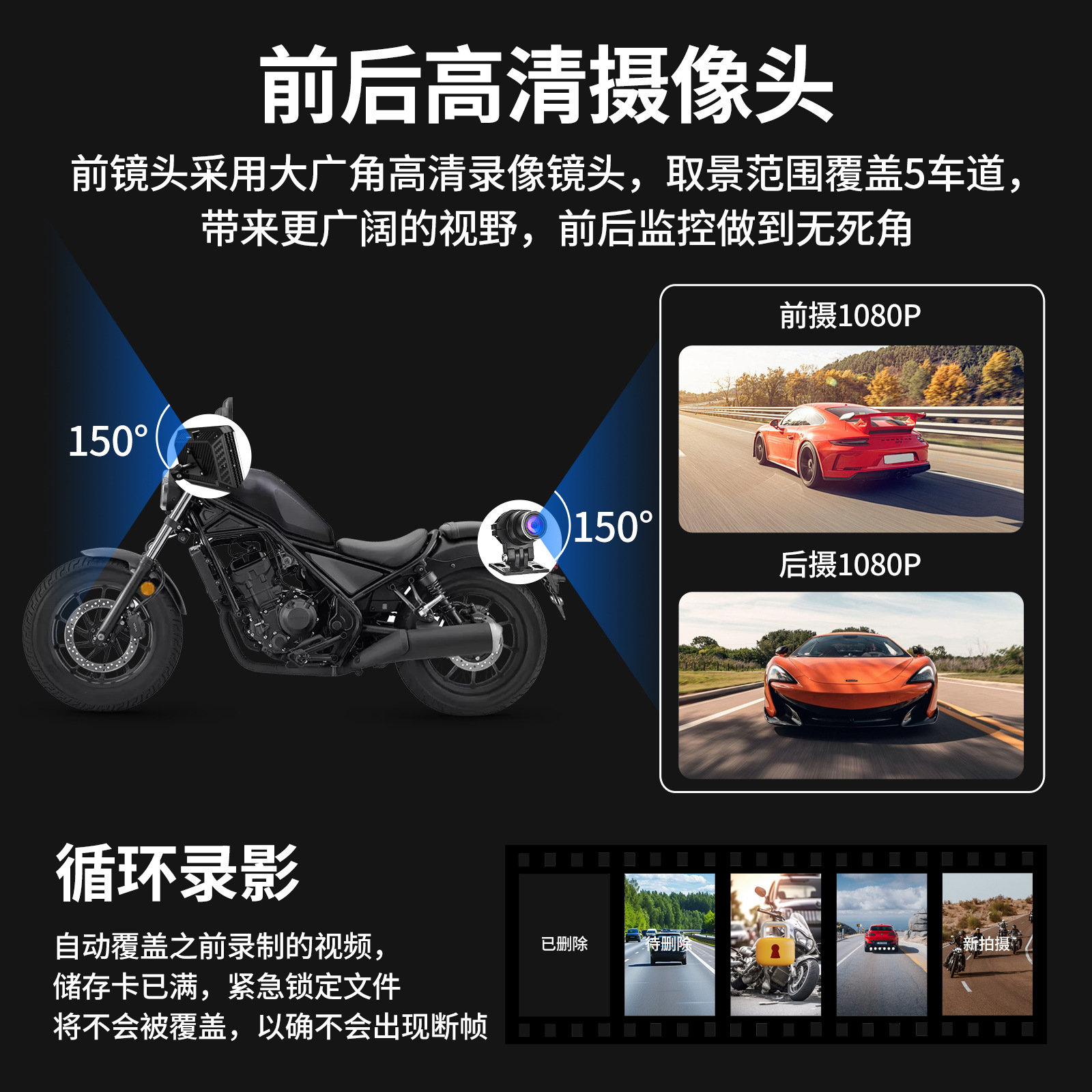 Waterproof 5.5 inch large screen car navigator motorcycle recorder carplay projection screen tire pressure before and after double recording