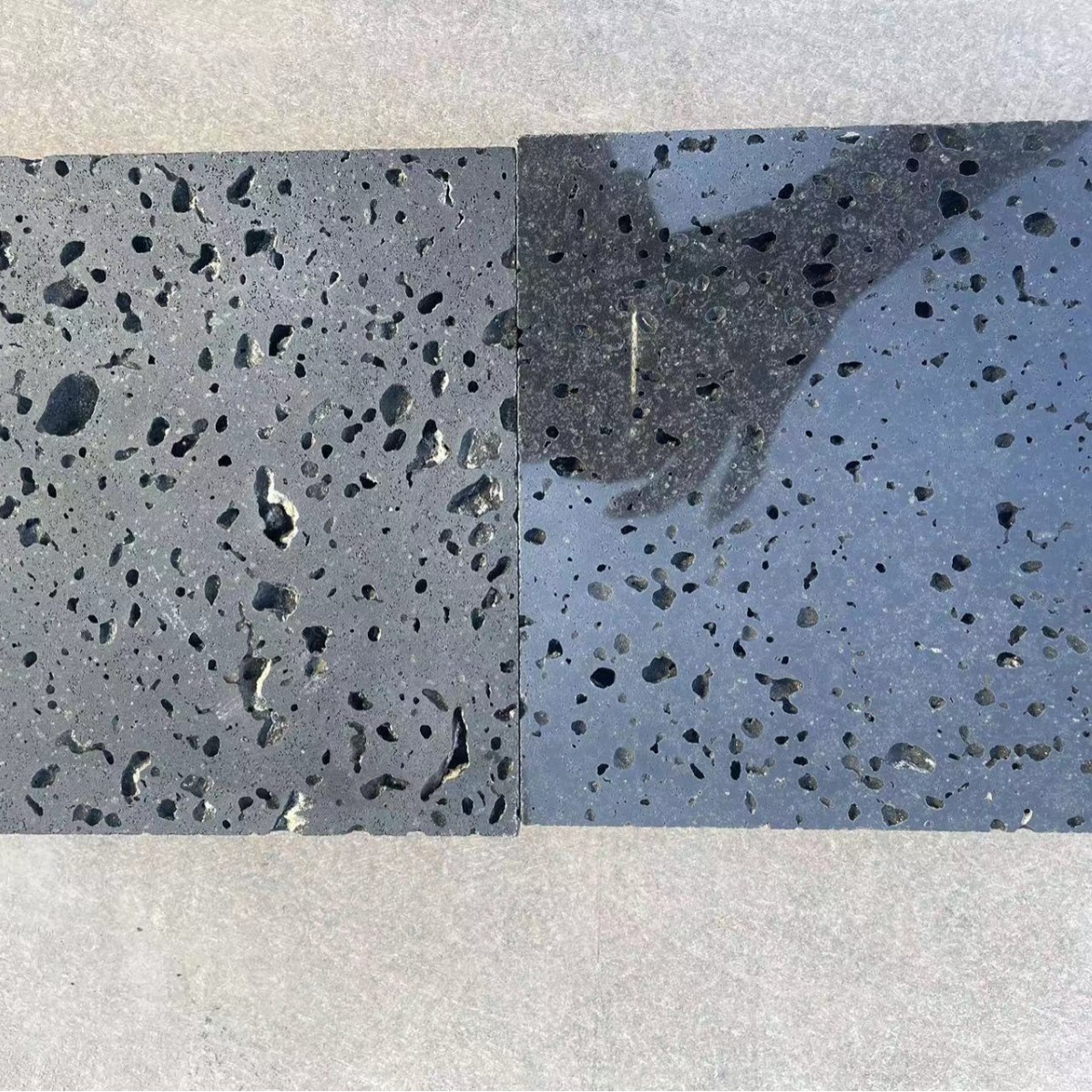 Volcanic Stone Plate Courtyard Floor Paving Stone Volcanic Rock Plate Hot Spring Broken Floor Tile Hole Stone Sauna Room Exterior Wall Dry Hanging
