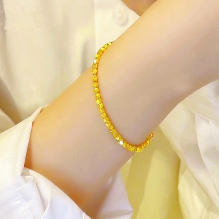 Pure Gold 999 Gold Bouncy Beads Laser Beads 3D Hard Gold Small Gold Beads Transfer Bead Tail Ring Loose Beads Gold Beans