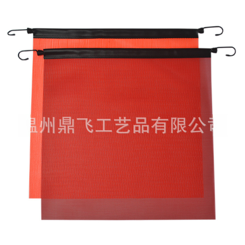 Cross-border Vinyl Coated PVC Mesh Warning Wooden Pole Hand Flag Hook Stretch Leather Warning Flag Hanging