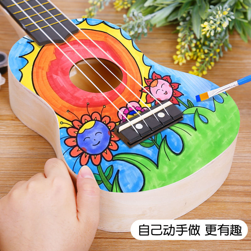 Small Guitar Ukulele Painted Hand-Painted Beginner DIY Material Package Homemade Wooden Handmade Assembly