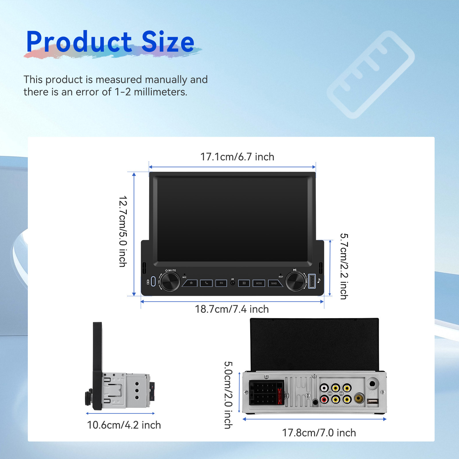 7inch Single-Cylinder Neutral Wireless Carplay Bluetooth Car Mp5 Player Dual USB Car Central Control All-In-One Machine