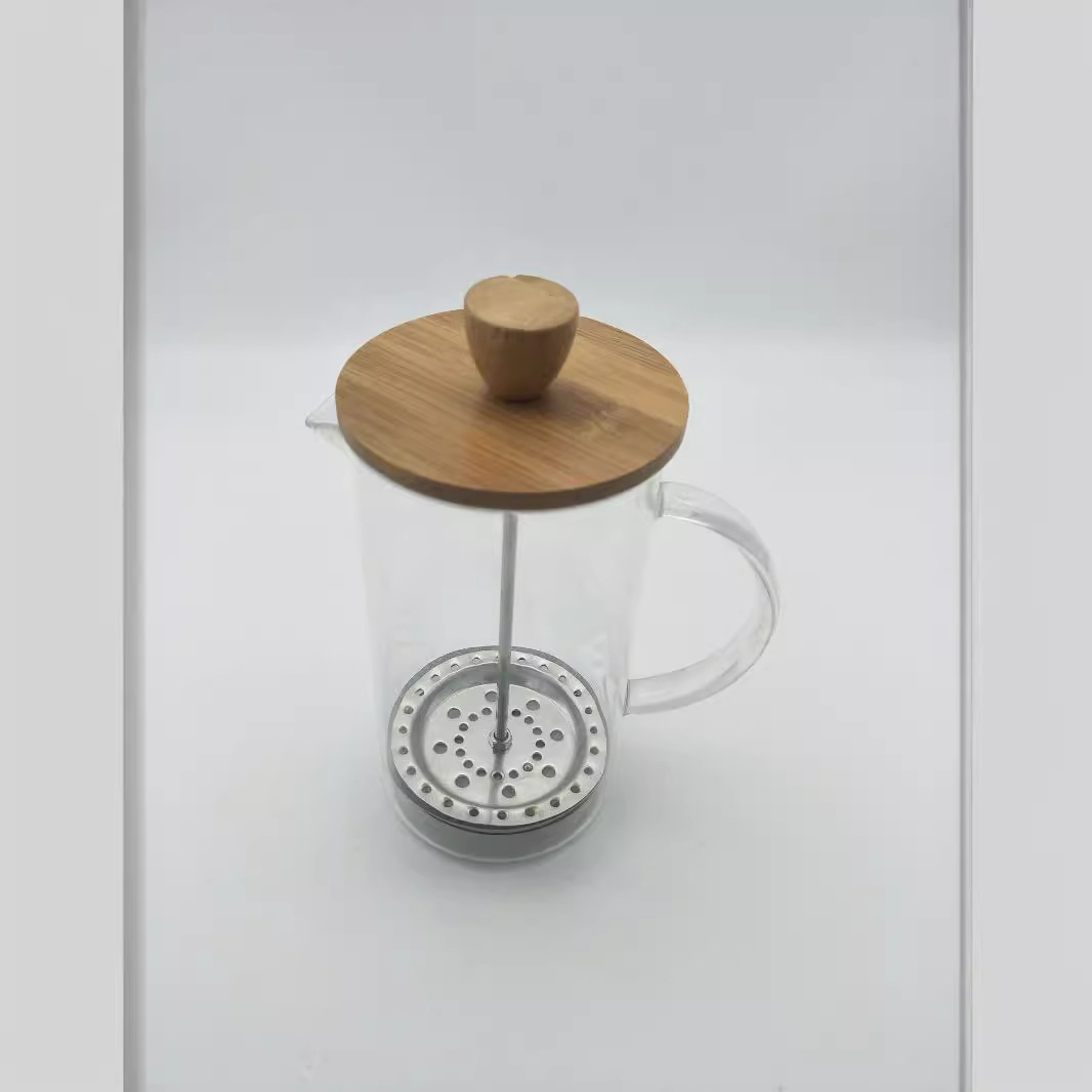 French press high borosilicate glass household French filter press coffee maker tea maker wooden lid press