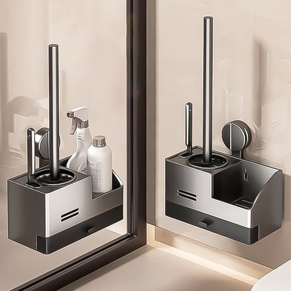 Мощная щетка для унитаза с присоской, настенная, без мертвых углов