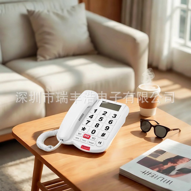 Проводной телефонный набор для пожилых с большими цифровыми клавишами, регулируемым звуком на английском языке