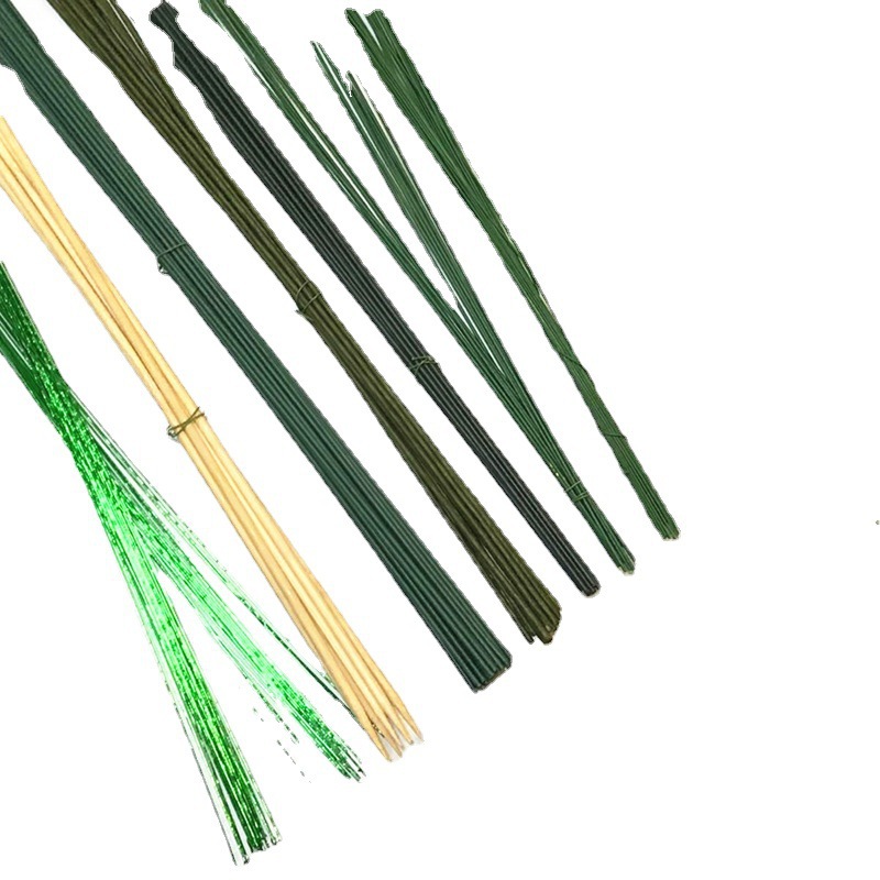 No. 2 Flower Pole Handmade Kawasaki Rose Silk Mesh Flower Material Accessories Crepe Paper DIY Plastic Bag Green Iron Wire Flower Pole