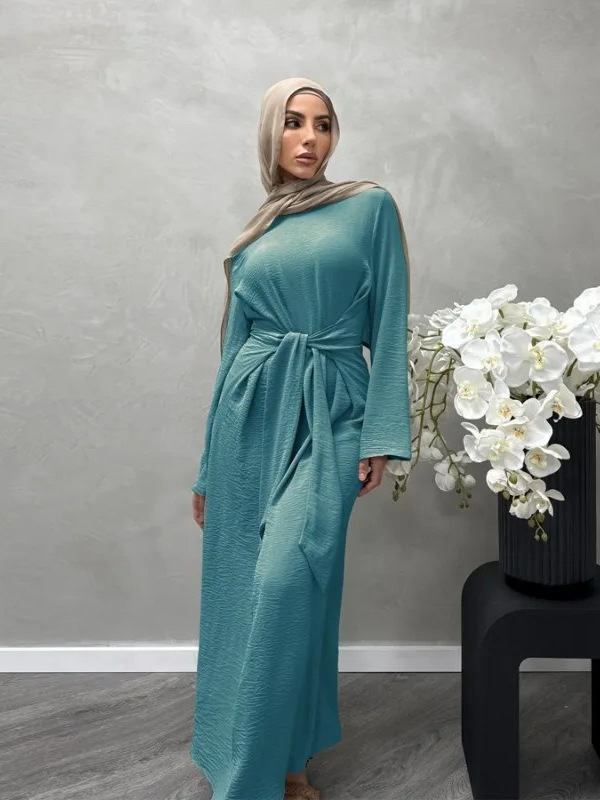 2024 Cross Border Muslim Ladies Dame dress Dubai Abaya Solid Color Prayer Costume Fashion Turkey