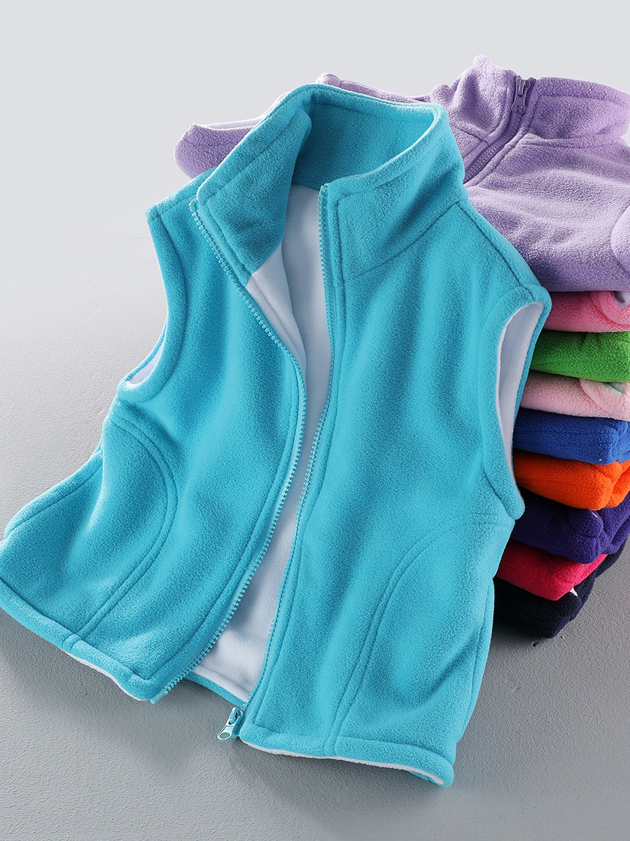 Children's Vests for Men and Women, Suitable for Outerwear in Spring, Autumn, and Winter, Thickened Fleece Vests, Kindergarten Uniforms with Printed Logo