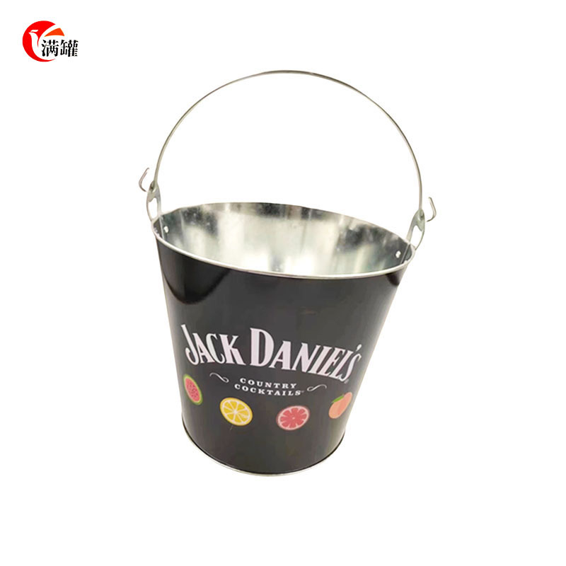 Factory Direct Sales Galvanized Iron Ice Bucket Bar Ktv Satchel Beer Bucket Outdoor Party Metal Small Iron Bucket