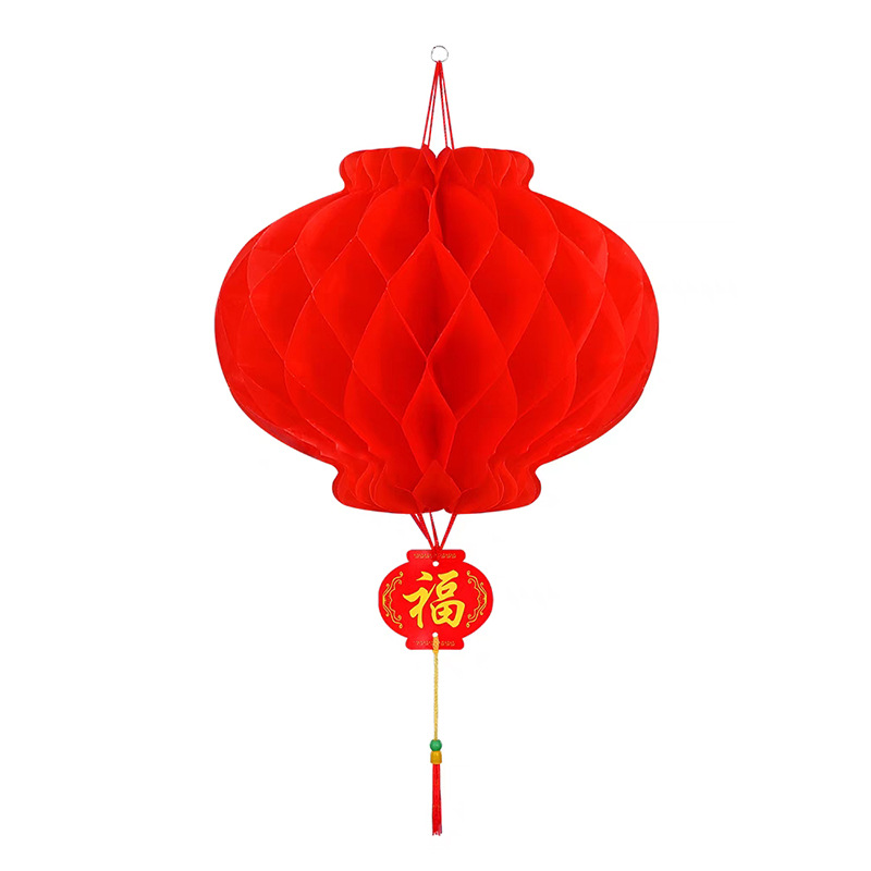Factory wholesale plastic paper lanterns festive honeycomb red New Year's Day Spring Festival New Year shopping mall opening decoration series