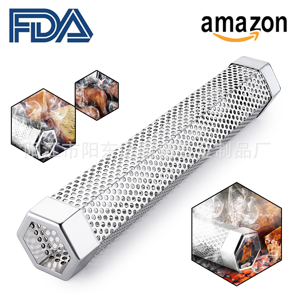 Bbq Tools 304 Stainless Steel Smoke Tube Rhombus Fruit Wood Box Smoke Box Bbq Smoker Tube