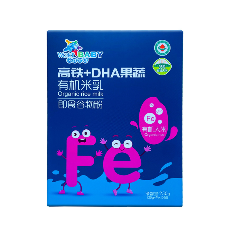 Baby Rice Cereal, Rice Flour, High-Iron Organic Rice Milk, High Zinc, High Calcium, Dha, Calcium, Iron, Zinc, Organic Rice, Nutritious Cereal Box
