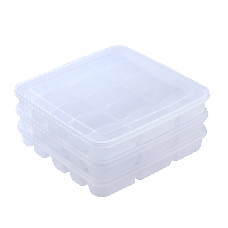 15-grid quick-frozen dumpling box single-layer with lid freezing box fresh-keeping non-stick Freezing Microwave thawing wonton box manufacturers