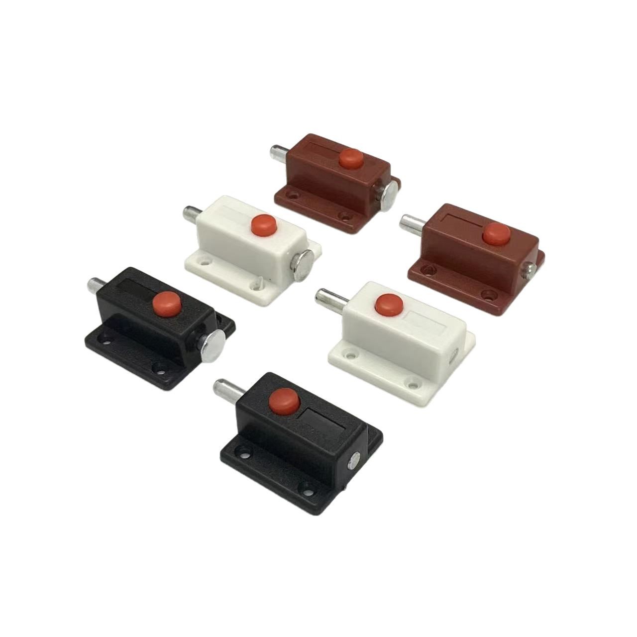 Thickened furniture hardware plastic automatic button latch with cover cabinet door automatic plastic spring latch manufacturers