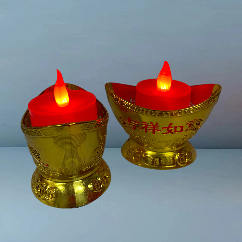 Yuanbao Digital Candle Lamp, Everlasting Lamp, Red Candle, Simulated Flame for Buddha Household, Energy-Saving and Environmentally Friendly