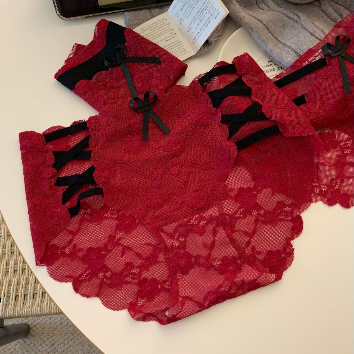 Year of the Horse Charm Red~ Sexy Lace Panties for Women, Red for the Year of Birth, Pure Desire, Breathable Wedding Briefs for Young Girls