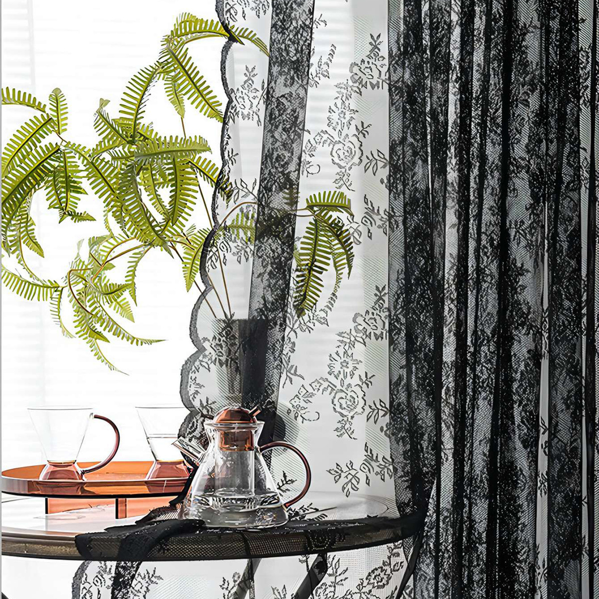 Fabric Manufacturer Wholesale Export Warp-Knitted Lace Curtains Blackout 150cm 120Gsm Hot-Selling Pastoral Style