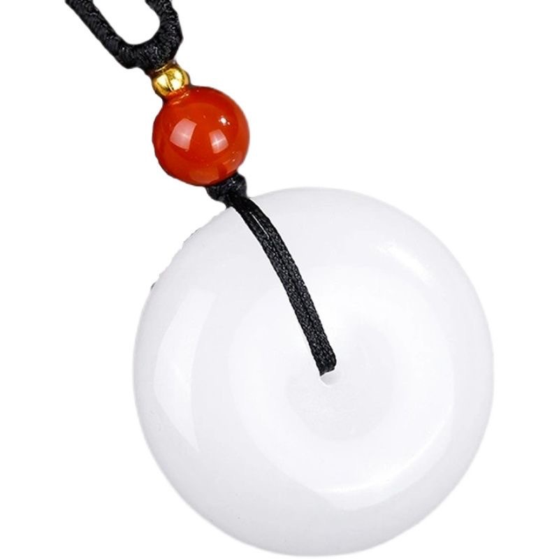 Xinjiang Gold Silk Jade Pendant, White Jade Safe and Wu Shi Brand Pendant, Mutton Fat White Safety Buckle, Gourd Jade Pendant Bread Brand