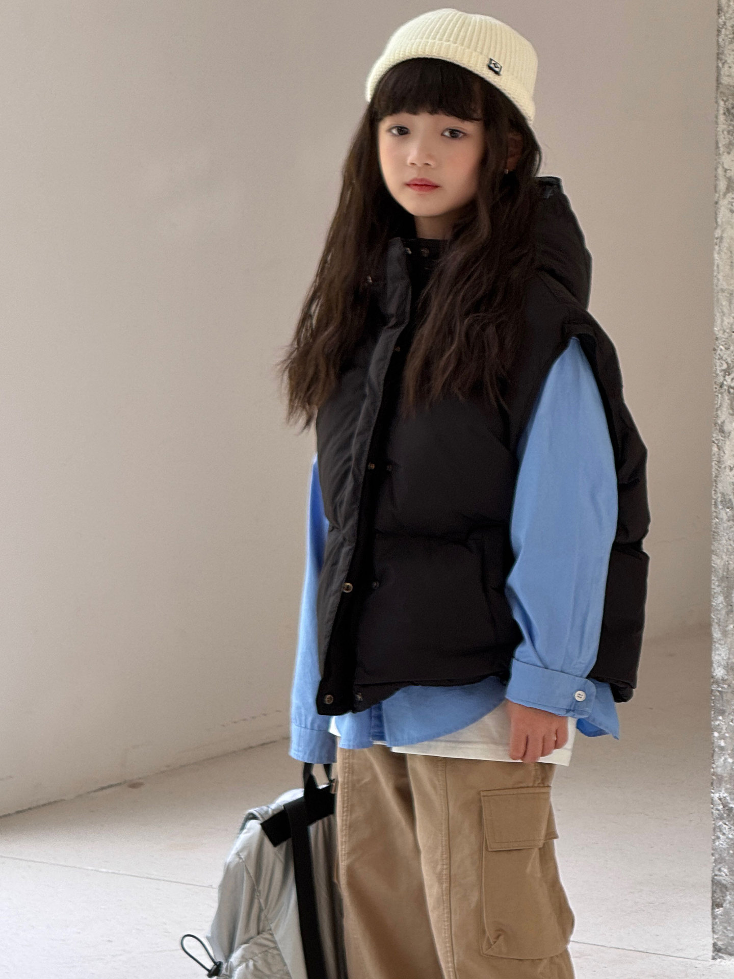 Children's down Vest Korean Style 2025 New Style Boys and Girls Thickeneded Hooded White Duck down Vest Trendy