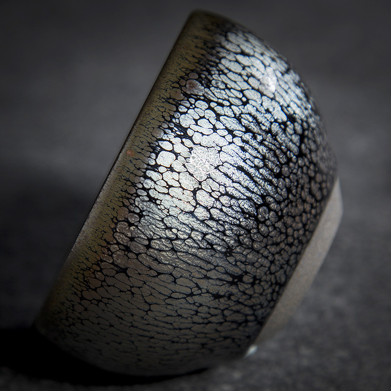 Jianzhan teacup inlaid with silver iron tire oil drops tea cup personal cup master cup large tea bowl kung fu tea set single cup