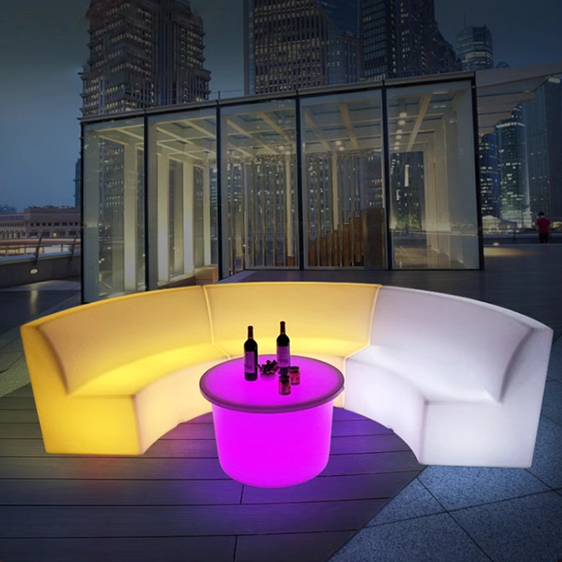 Bar creative led light-emitting coffee table curved sofa stool card holder table and chair combination net red light-emitting furniture stool