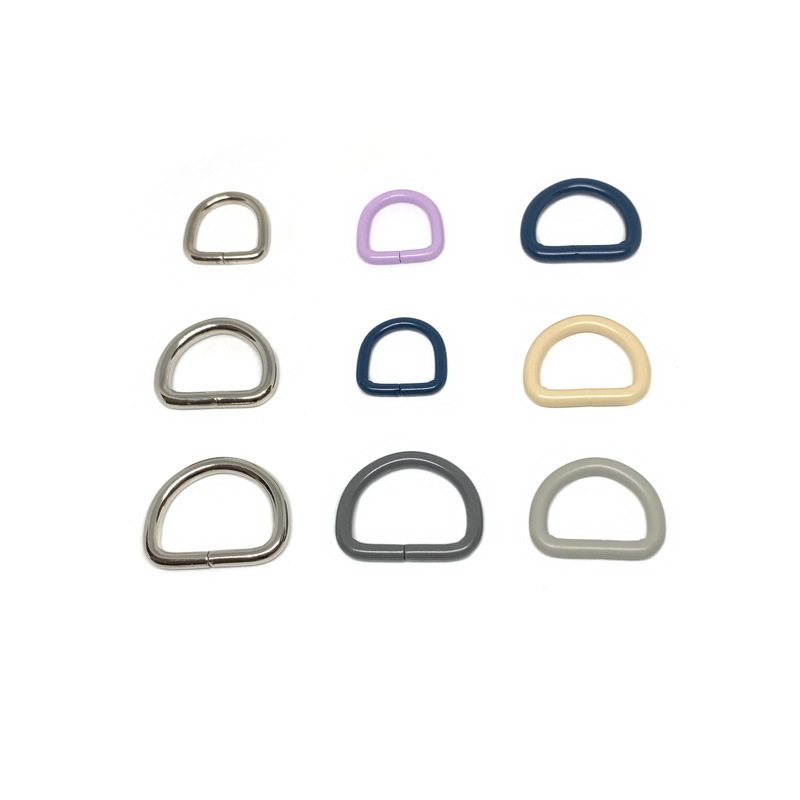 Open mini D ring semi-circular wire buckle iron ring pet traction rope 16-25mm wholesale luggage hardware accessories D buckle