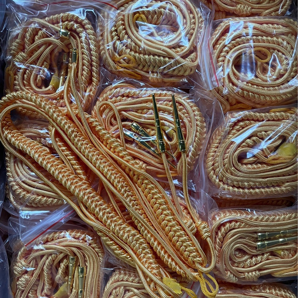 Gold and Silver Wire Military Dress Ribbon, Spiritual Belt, Tassel Belt, Metal Copper Drop Ribbon