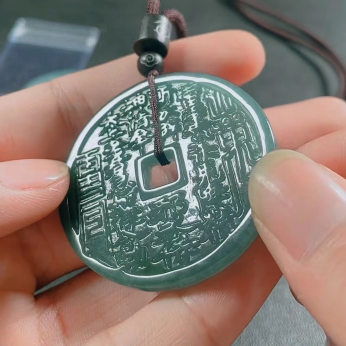 Natural A Jade Blue Water Mountain Ghost Spending Money Jade Pendant Gossip Safe Jade Pendant Men's and Women's Jewelry 999