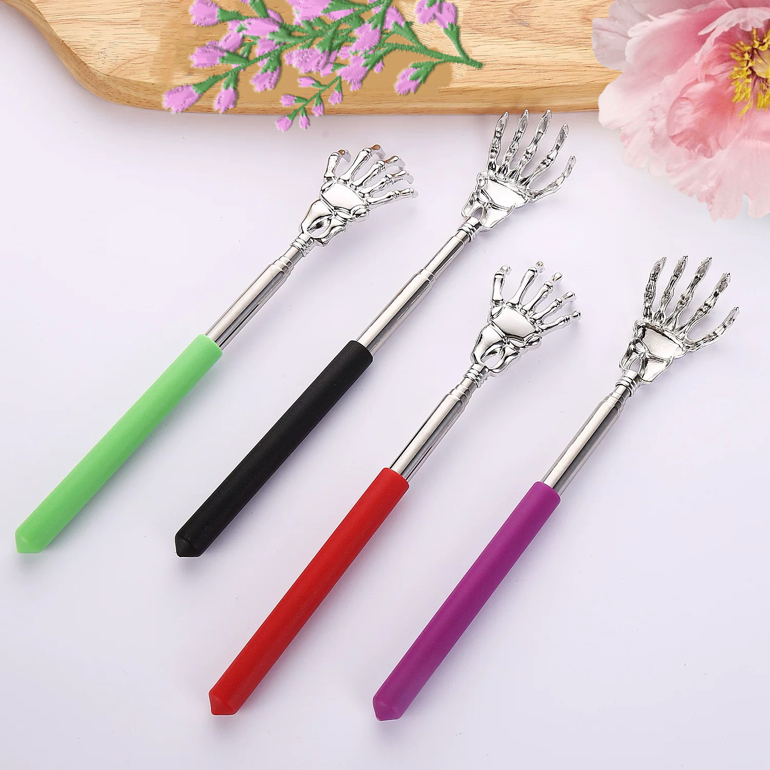 Factory straight hair ghost hand stainless steel telescopic itch tickle massager don't ask for old man music stainless steel tickle artifact