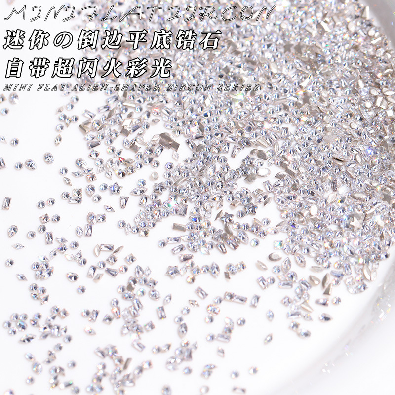 White Mini Inverted Edge Zircon Flats Bottom Diamond Nail Art Jewelry Transparent White Special-Shaped Marquise Diamond Flash Nail Art Diamond Jewelry