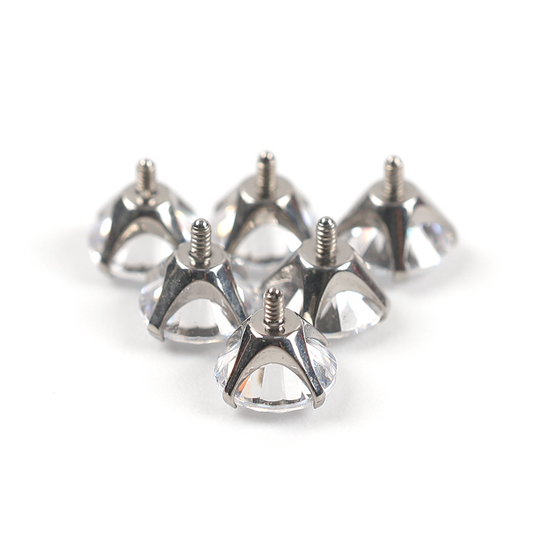 Cross-border European and American jewelry F136 titanium alloy four-claw screw head empty holder titanium alloy puncture jewelry claw holder accessories