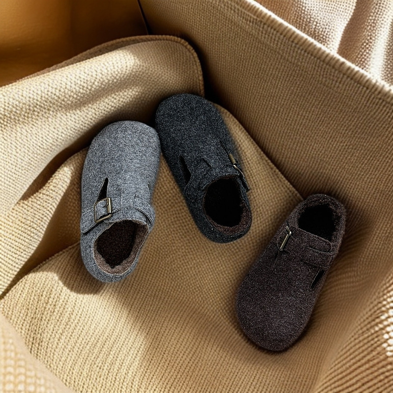 Хлопковые туфли для детей 2025 осень-зима новый стиль теплые флисовые туфли Беркеншток для девочек корейские стильные теплые обувь